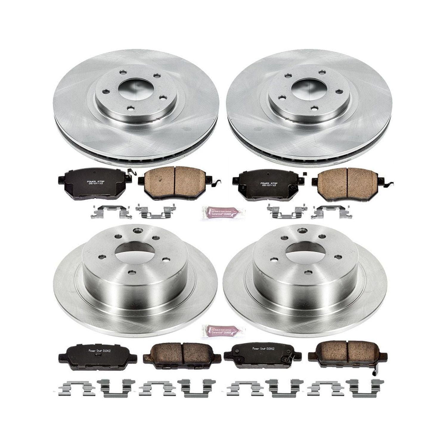 Power Stop Front and Rear Stock Replacement Brake Pad and Rotor Kit KOE092