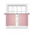 thumbnail image 2 of Sheer Curtains 54 Inches Long 2 Panels, Modern Vintage Stripe on Linen Rod Pocket Curtain Voile Draperies, Pink Background Light Filtering Window Treatment for Living Room Kitchen Bedroom, 2 of 8