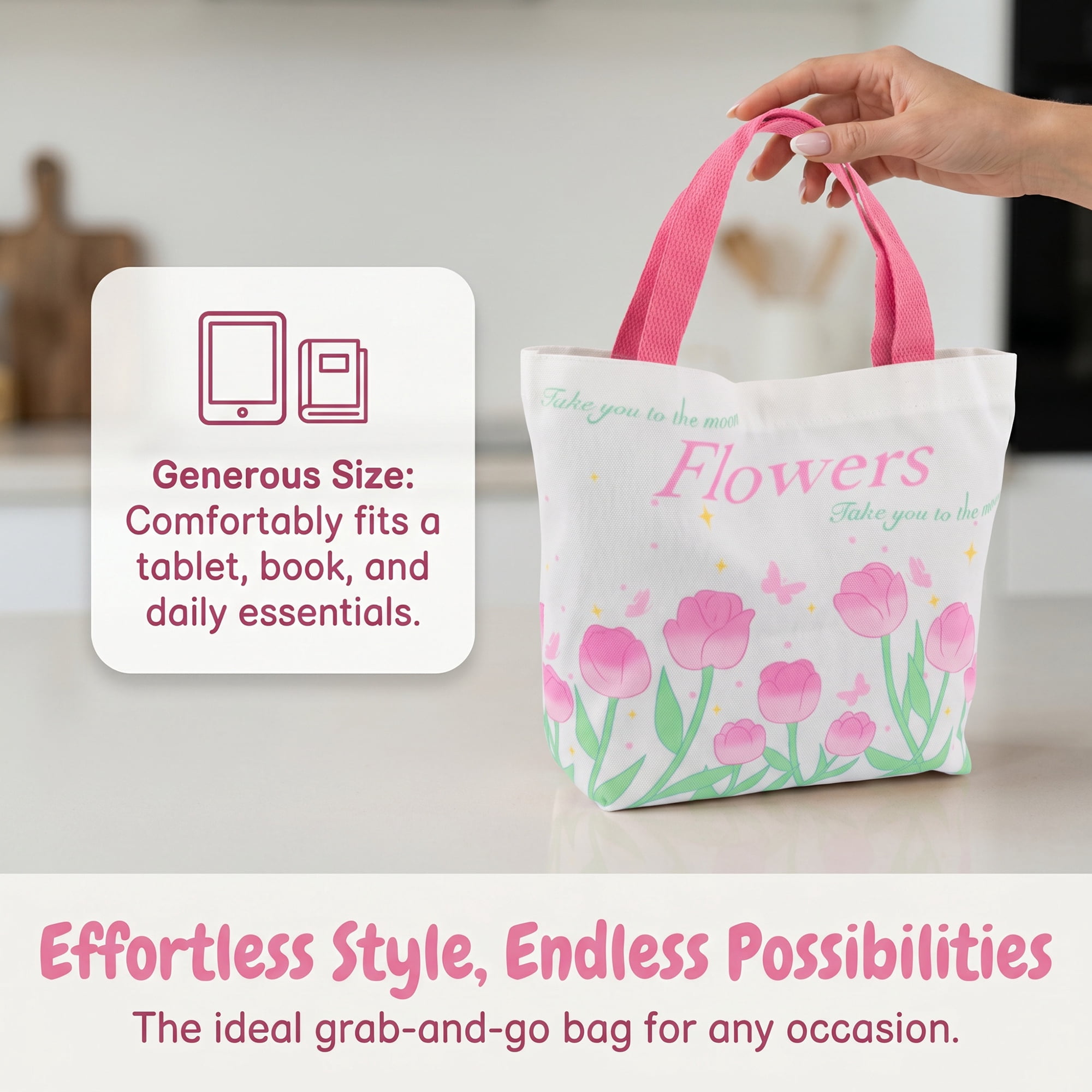 Unique Bargains Stylish Canvas Gift Bags with Comfortable Handle Pink 9.8" x 3.1" x 8.7"