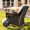 thumbnail image 5 of EAGLE PEAK Azure Bay 3 Pieces Outdoor Wicker Bistro Set, Rocking Chairs with Side Table, Brown Wicker and Beige Cushions, 5 of 10