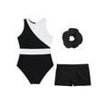 thumbnail image 3 of Aislor Kids Girls Sleeveless Gymnastics Leotard Figure Skating Jumpsuit Biketard Bodysuit and Shorts White&Black 16, 3 of 5