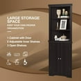 thumbnail image 5 of JUMMICO Corner Cabinet, Espresso, with 2 Doors and 3 Tier Shelves, Free Standing, Storage for Bathroom, Living Room, Bedroom or Kitchen, 5 of 15