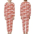 thumbnail image 2 of Renewold Holiday Family Matching Pajama Sets Christmas HO-HO-HO Girls Boys Pj Set with Pockets Long Sleeve Sleepwear 2 PCS Thermal Loungewear Nightwear Size 7-8, 2 of 5