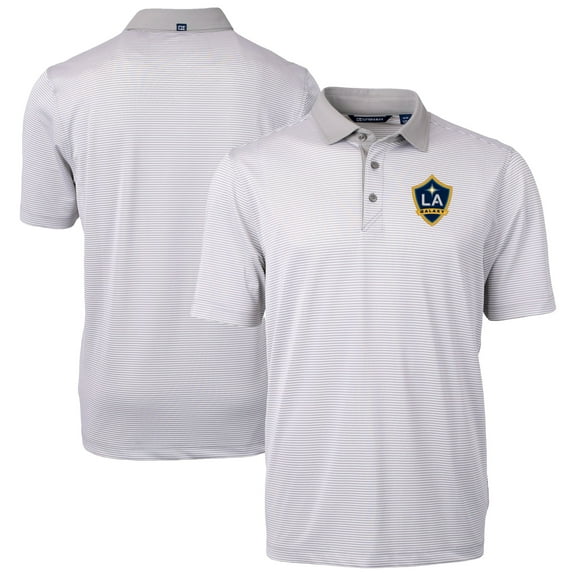 Men's-Cutter & Buck  Gray LA Galaxy Virtue Eco Pique Micro Stripe Recycled Polo
