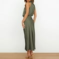 thumbnail image 6 of formal Gowns and Evening Dresses Prom Dress Women's Summer Long formal Satin Dress Neck Sleeveless Side Slit Flowy Maxi Tank Dresses, 6 of 9