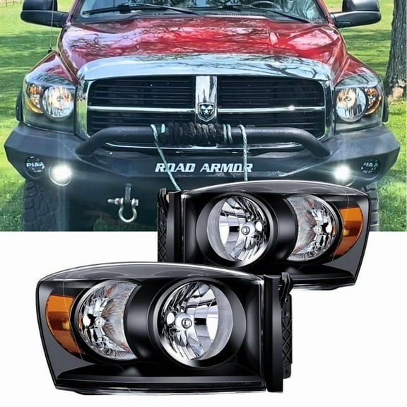 Nilight 2007 2008 2009 Dodge Ram Headlight Assembly 2 Pack Compatible with 2006-2008 Dodge Ram 1500 2006-2009 Dodge Ram 2500 3500 Headlamp Replacement Driver and Passenger Side