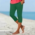 thumbnail image 2 of WULMLEO Capri Leggings for Women with Pockets 2025 Summer Stretch Plus Size High Waisted Soft Casual Workout Yoga Pants Army Green S, 2 of 5