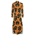 thumbnail image 6 of 2024 Happy Haunts Chiffon Dress Halloween Pumpkins Dresses Woman Long Sleeve Street Fashion V Neck Design Oversize Casual Dress, 6 of 7