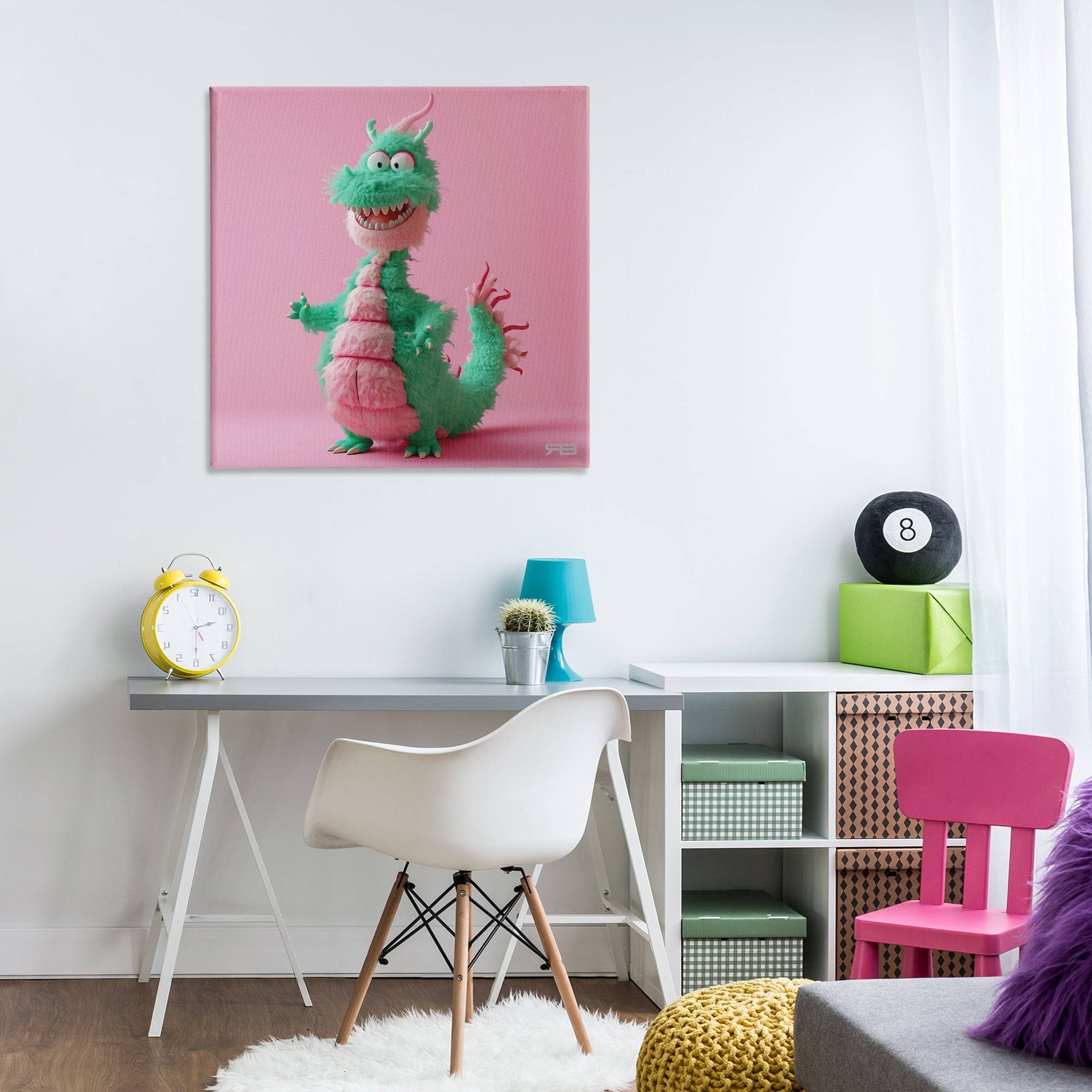 Stupell Industries Happy Green Dragon Fantasy & Sci-Fi Painting Wrapped Canvas Art Print Wall Art, 30 x 30