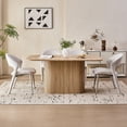 thumbnail image 4 of 63" Dining Table for 4 Person, [Rounded Corners] [Striped Pedestal Base] Farmhouse Modern Rectangle Kitchen Dinner Table, Beige, 4 of 7
