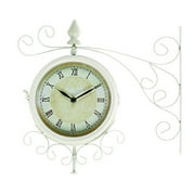 Angle View: Mtl Outdoor Dbl Clock 15 Inches Width, 15 Inches Height