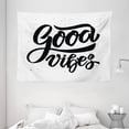 thumbnail image 1 of Good Vibes Tapestry, Hand Drawn Style Lettering Motivation Phrase with Modern Artistic Grunge Look, Wall Hanging for Bedroom Living Room Dorm Decor, 80W X 60L Inches, Black White, by Ambesonne, 1 of 2