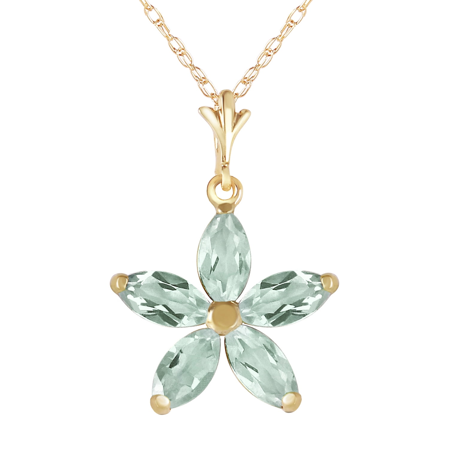 Galaxy Gold 14K Solid Gold Natural Green Amethyst Necklace for Women - Yellow Gold Fine Jewelry