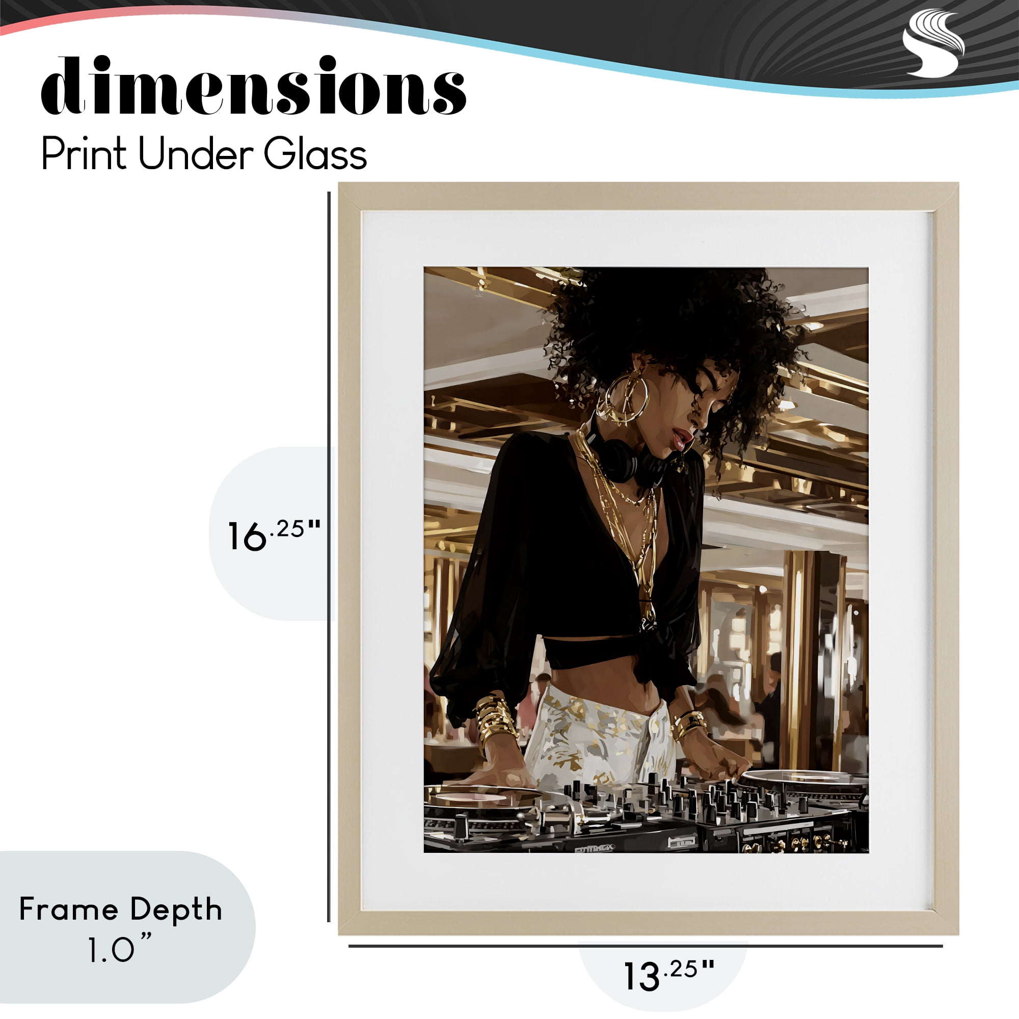 Stupell Industries Woman Of Music Live DJ Birch Framed Print Under Glass, design by Franklyn Gregory