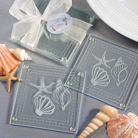 - Beach Themed Glass Coaster Favors