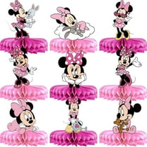 Minnie Centerpieces for Tables, 9 pcs 3D Double Side Minnie Honeycomb Centerpieces for Minnie Themed Party Decorations, Minnie Table Decorations
