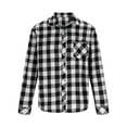 thumbnail image 6 of APEXFWDT Men's Plaid Button-Down Shirt Classic Fit Collared Long Sleeve Top with Chest Pockets, Casual Daily Wear,L,White, 6 of 7