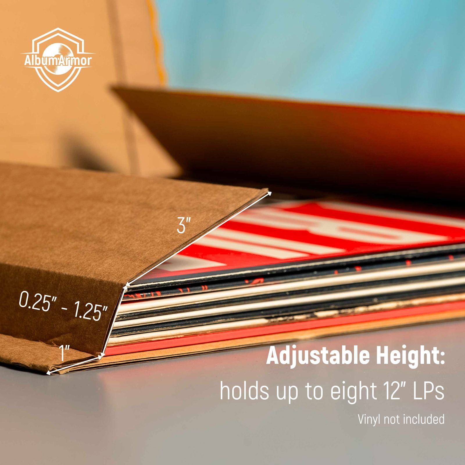 AlbumArmor Vinyl Record Shipping Boxes with Fragile Stickers, LP Mailers Holds 1 to 8 12-Inch Records, Vinyl Record Holder - 10pk