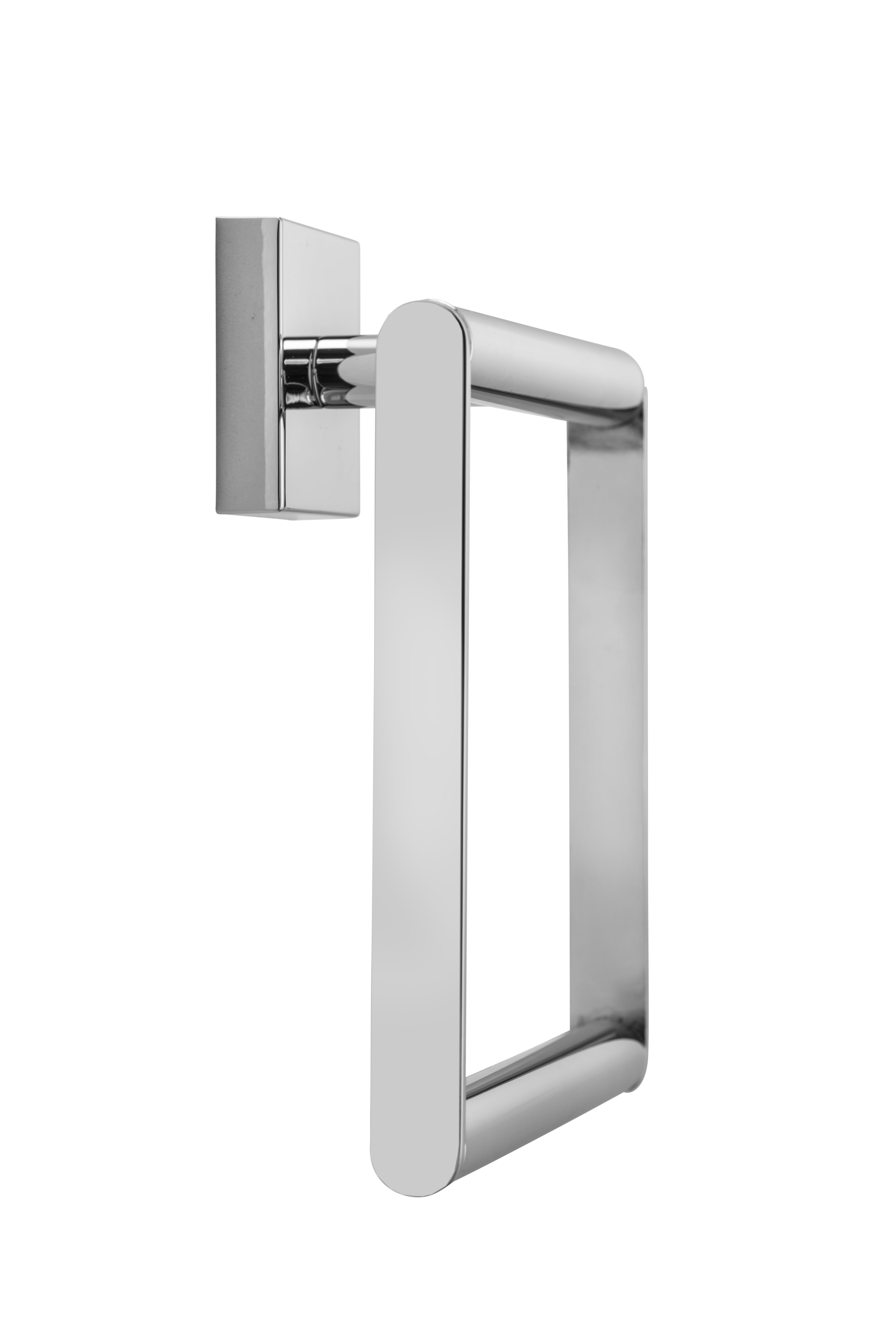 Croydex Chester Flexi-Fix Screw or Glue Square Modern Towel Ring in Chrome (6x6.6in)