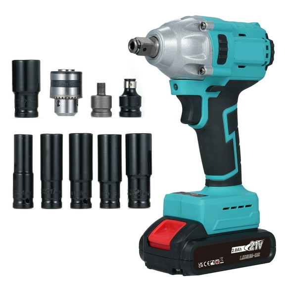 Graflsoa Cordless Electric Impact Wrench with 600Nm Torque, 4500 RPM, 2x1500mAh Batteries, US Plug, and Comprehensive Accessory Kit for Automotive Repairs