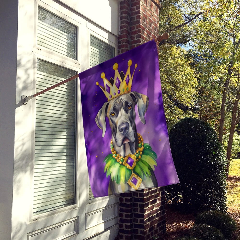 Great Dane King of Mardi Gras House Flag 28 in x 40 in