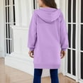 thumbnail image 6 of IVEYRTF Girls Solid Color Casual Hooded Jacket Long Sleeve Coat with Pocket Casual Outerwear for Kids Fashion Basic Top Warm Fall Winter Clothing(Purple,9-10 Years), 6 of 7