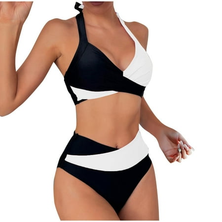 Zuesphe Womens Swimsuits 2 Piece Sexy Bathing Suit for Women One Piece Sexy Womens Plus Size Swimwear Tummy Control 2 Piece Sexy White Beachwear Women Criss Cross Back Clearance Sales
