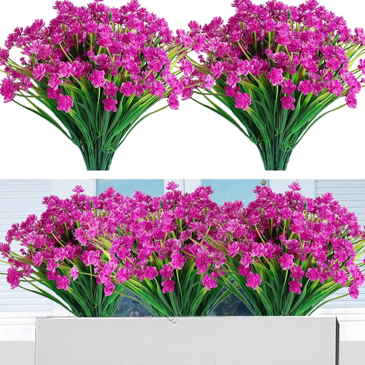 12 Bundles Artificial Flowers Outdoor Faux Plants Artificial Fake