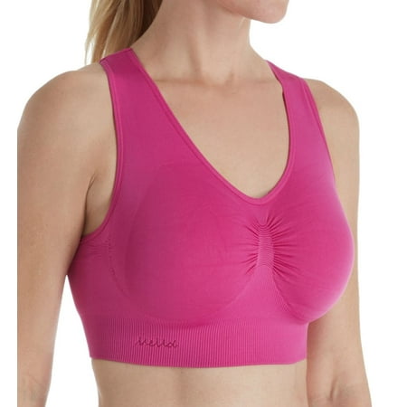 Women s MeMoi MSM-190 SlimMe Seamless Racerback Sports Bra (Fuchsia Red S)