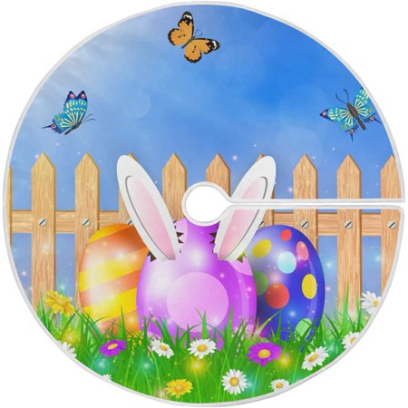 ZHANZZK Easter Easter EggsCute Bunny Xmas Christmas Tree Skirt Stand Mat for Holiday Party Decoration Indoor Outdoor 48 inches