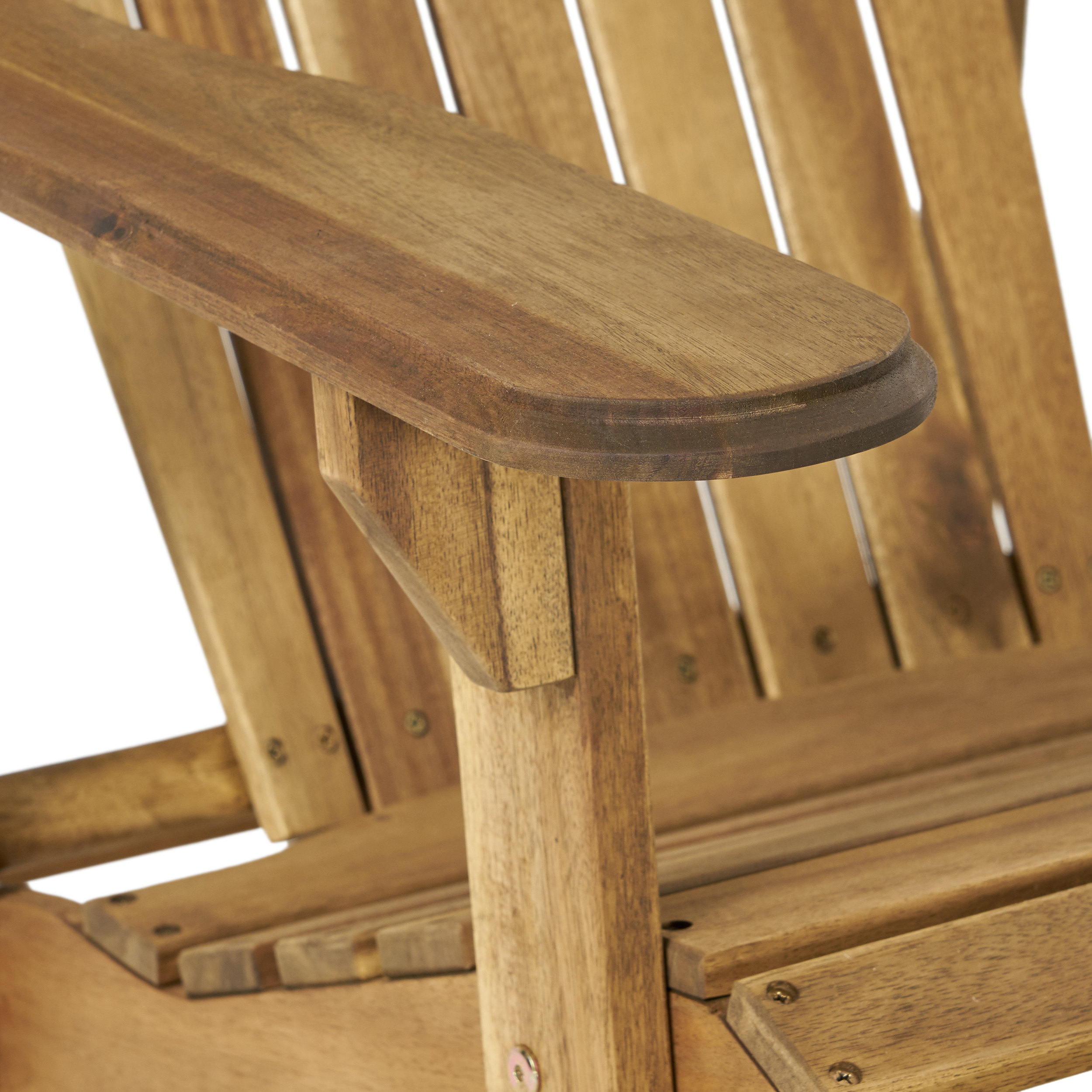 GDF Studio Kono Outdoor Acacia Wood Reclining Adirondack Chair with Footrest, Natural - image 4 of 8