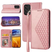 Feishell Compatible with Samsung Galaxy A53 5G Slim Wallet Case with ID Credit Card Slots & Wrist Strap,Shockproof PU Leather Magnetic Closure Folio Flip Kickstand Protective Phone Cover,Rosegold
