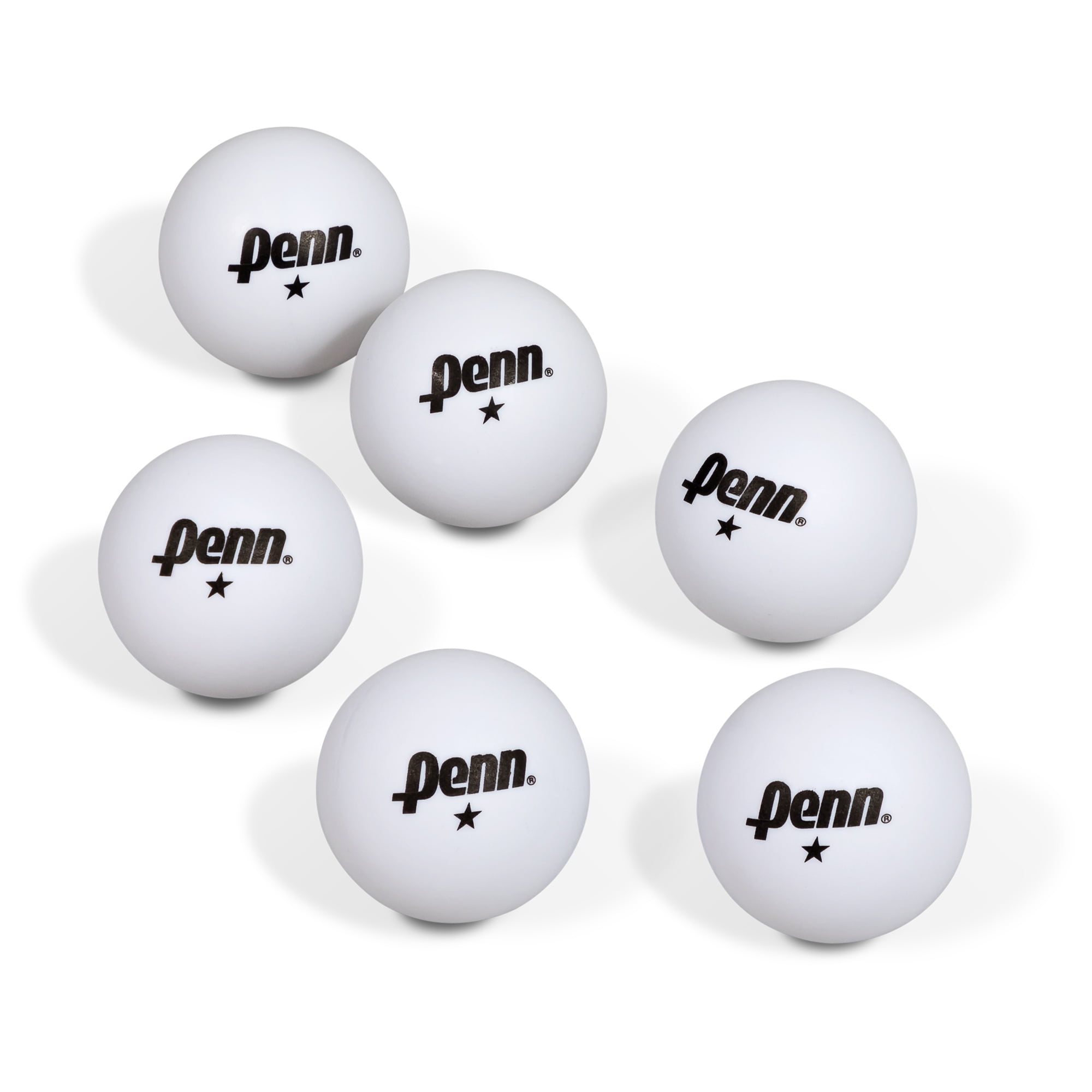 Penn 1-Star Table Tennis Balls, 40mm, White, Six Count