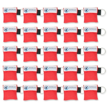Grinding Face Shield - CPR Mask for Pocket or Key chain, CPR Emergency Face Shield with One-way Valve Breathing Barrier for First Aid or AED Training - (25)