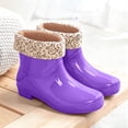 thumbnail image 2 of FRSASU Women's Ankle Rain Boots Floral Fleece Lined Waterproof Short Boots Non‑Slip PVC Garden Shoes Purple-B, 2 of 7