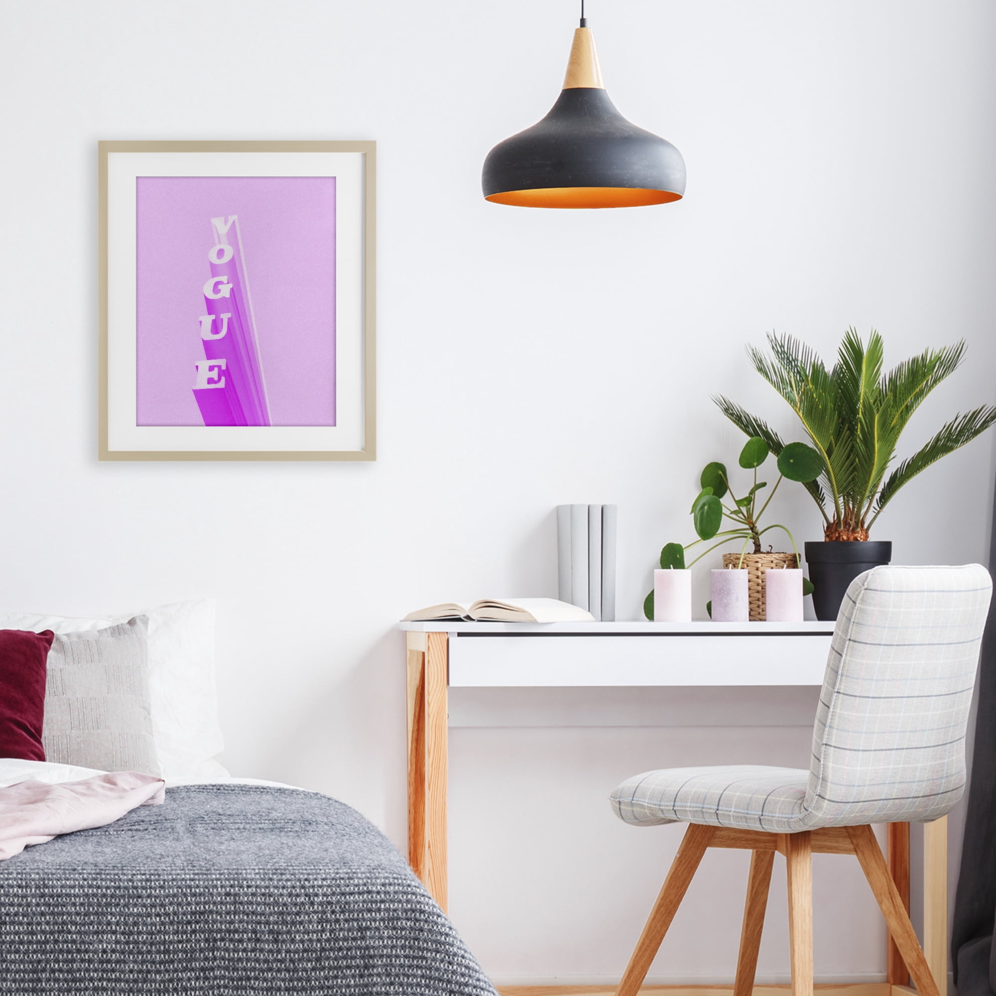 Stupell Industries Pink Vertical Glam Lettering Birch Framed Print Under Glass, design by Ziwei Li