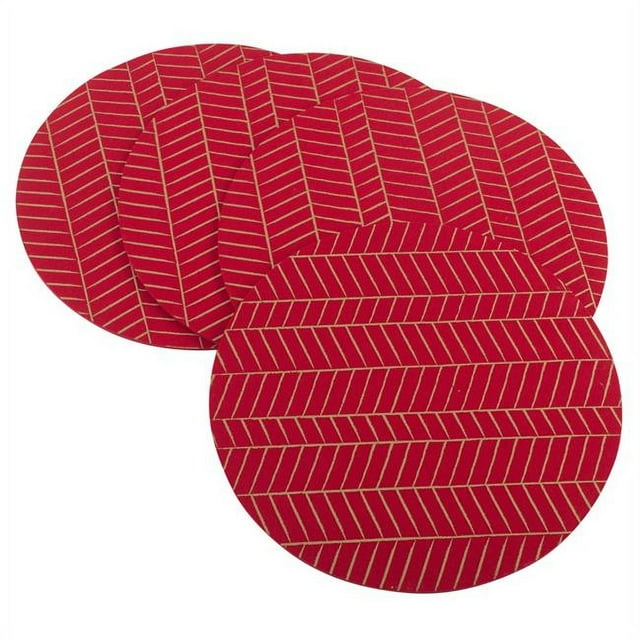 SARO 323.R15R Métallisé Chevron Design Vacances Set de Table en Feutre - Rouge - Lot de 4
