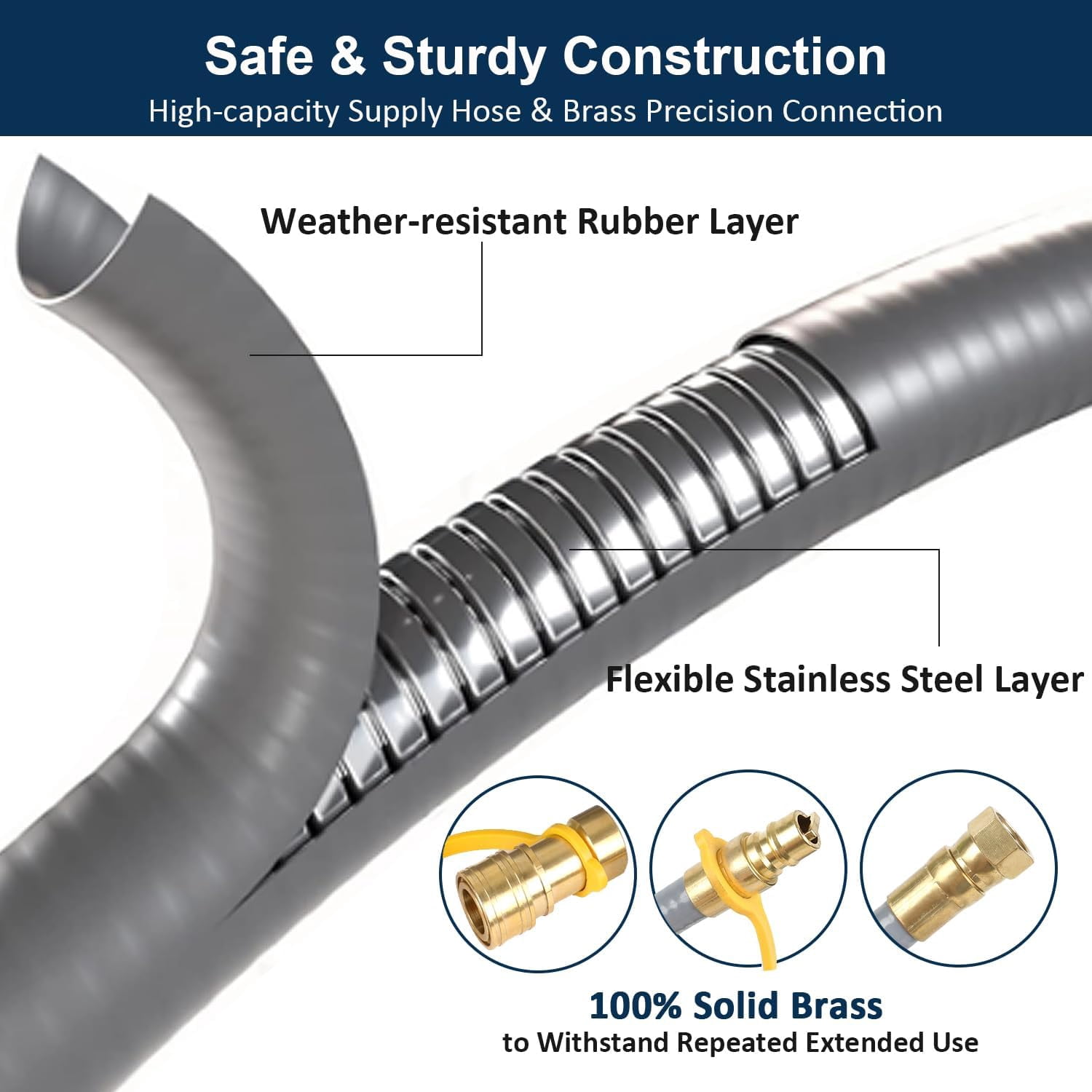 3/8" ID Natural Gas Hose,24FT Natural Gas Quick Connect Hose For Generator, Patio Heater, Grill Griddle, And Outdoor Ng/Lp Propane Appliance