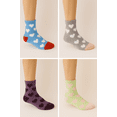 thumbnail image 3 of Dependable Industries Essentials 4-Pack Multicolor Mixed Patterns Polyester Slipper Socks, Women's Size 9-11, 3 of 8