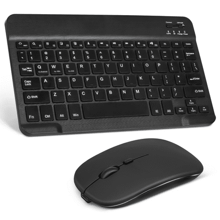 Rechargeable Bluetooth Keyboard and Mouse Combo Ultra Slim Full-Size Keyboard and Ergonomic Mouse for Xiaomi Mi A1 (Mi 5X) and All Bluetooth Enabled Mac/Tablet/iPad/PC/Laptop - Onyx Black