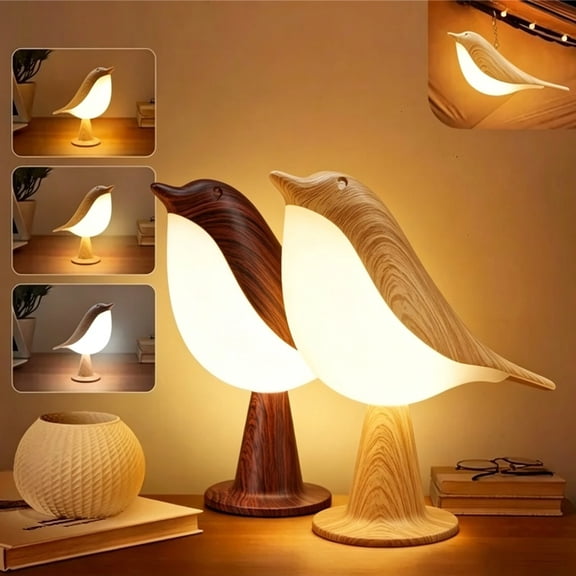 Cordless 3 Color Touch Rechargeable Bird Night Lights LED Bedside Lamp for Bedroom Hallway Portable Desk Lamp