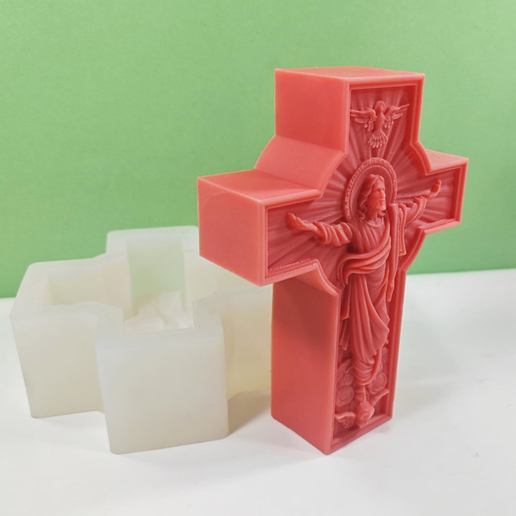 Zorvai Religious Cross Candle Mold Non Stick Easy to Demold