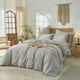 thumbnail image 2 of Ensemble de Housse de Couette en Coton Lavé Toucher Lin Naturel Anti-Froissement Léger Confortable (Très Grand Lin), 2 of 6