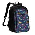 thumbnail image 1 of Balery Dinosaur Flowers Mochila con carga USB para hombre y mujer - Mochila impermeable y antirrobo para laptop con puerto USB para viajes, trabajo, 1 of 7