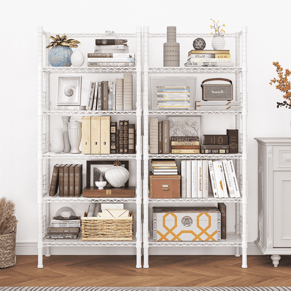 FUTASSI Metal Storage Rack 5 Tiers 21.2" W x 9.4" D x 59.2" H with 400lbs for Kitchen, Bathroom, Living Room, Balcony and Garage