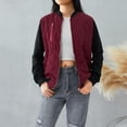 thumbnail image 2 of Nituyy Women Autumn WInter Zipper Up Flight Bomber Jackets Ladies Casual Coat Outerwear Patchwork Jacket, 2 of 9