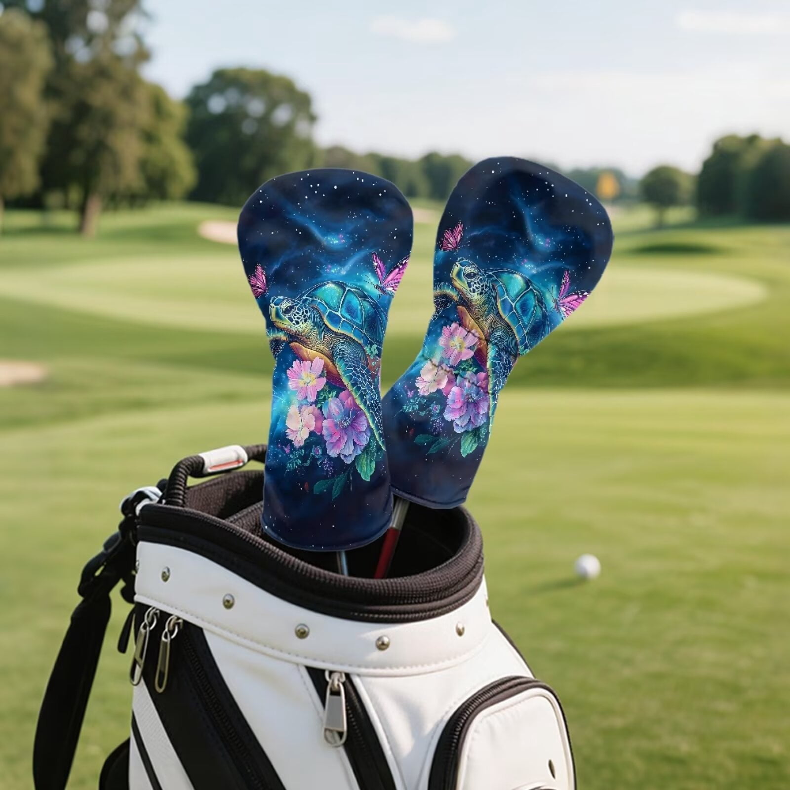 Uorisanigo Boho Turtle Golf Club Covers Set, Driver Fariway Wood Hybrid Headcover Set of 3, 3/5 Woods Headcover Leather Golf Club Head Covers, Golfer Gift Accessory for Women Men