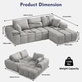 thumbnail image 4 of IDEALSOUL Sectional Sofa, 101" L-Shaped Modular Cloud Couch,Unique Chenille Fabric Couches and Sofas,Compression Sofa No Assembly Required(Light Gray), 4 of 13