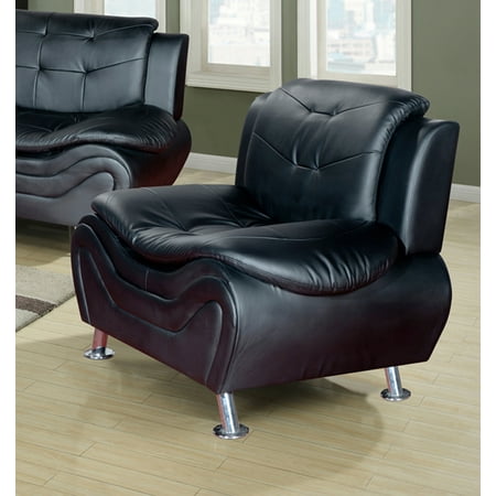 Modern Attractive Black Leather - Frady Black Faux Leather Modern Chair