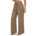 thumbnail image 4 of Oksale Fall Pants for Women Dressy Lace Patchwork Side Casual Pants with Pockets Elastic Drawstring High Waisted Vacation Outfits Khaki XL, 4 of 8